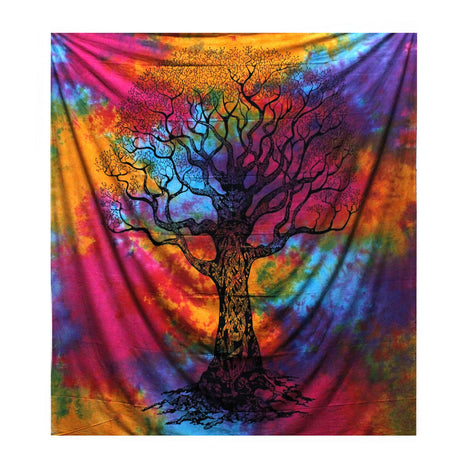 Double Cotton Bedspread + Wall Hanging - Winter Tree - SHAMTAM.COM