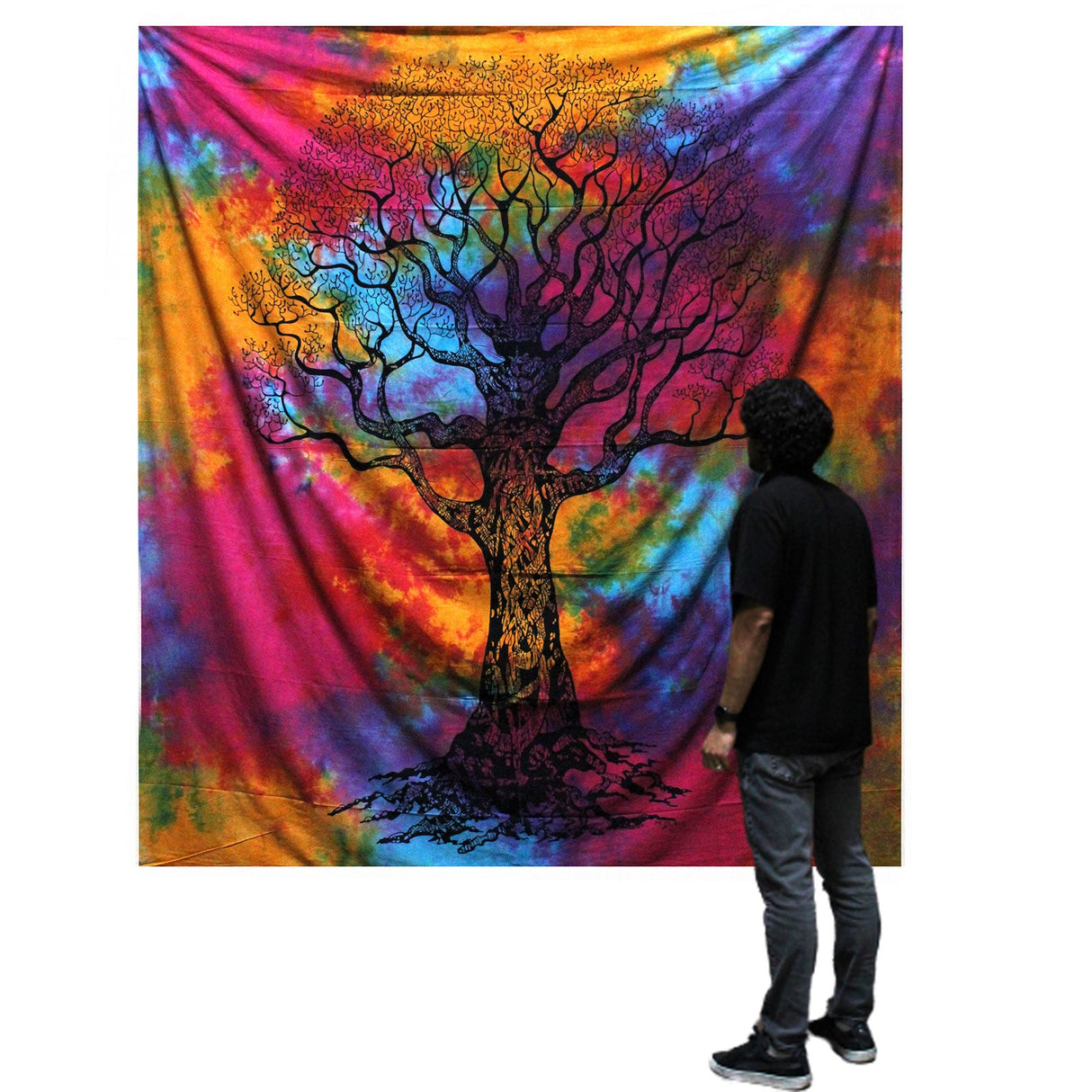 Double Cotton Bedspread + Wall Hanging - Winter Tree - SHAMTAM.COM