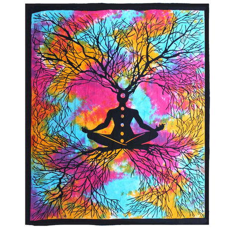 Double Cotton Bedspread + Wall Hanging - Yoga Tree - SHAMTAM.COM