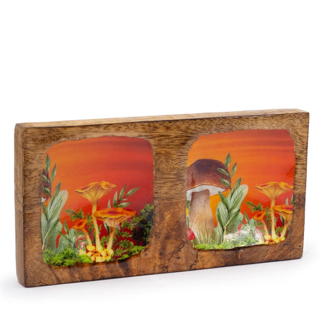 Double Trinket Tray 20x10x2.5cm - Mushroom Design Maroon - SHAMTAM.COM