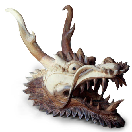 Live Size Dragon Head Carving - 30cm - SHAMTAM.COM