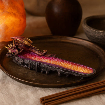 Dragon Incense Burner Geode Crystal Resin
