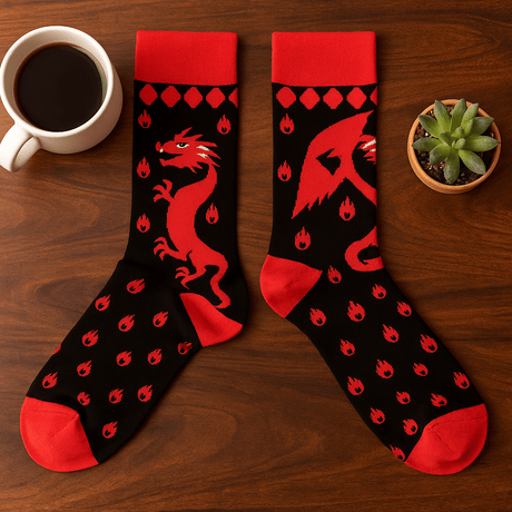 Dragon Socks Red S/M - SHAMTAM.COM