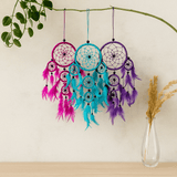 Dream Catcher Large Turquoise Pink Purple 3 - Pack - SHAMTAM.COM