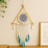 Dream Catcher Macrame Evil Eye Large White Turquoise - SHAMTAM.COM