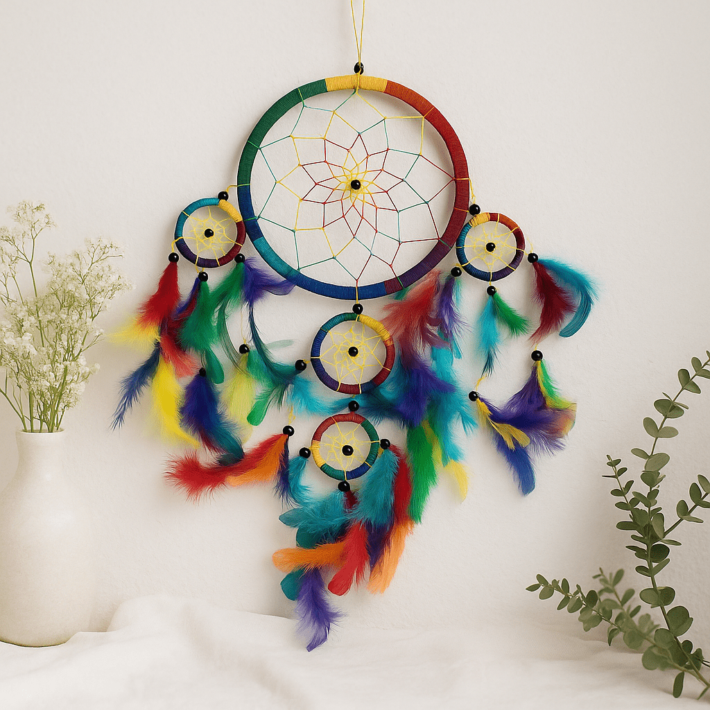 Dream Catcher Round Rainbow 17cm, 3 Pack - SHAMTAM.COM