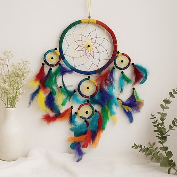 Dream Catcher Round Rainbow 17cm, 3 Pack