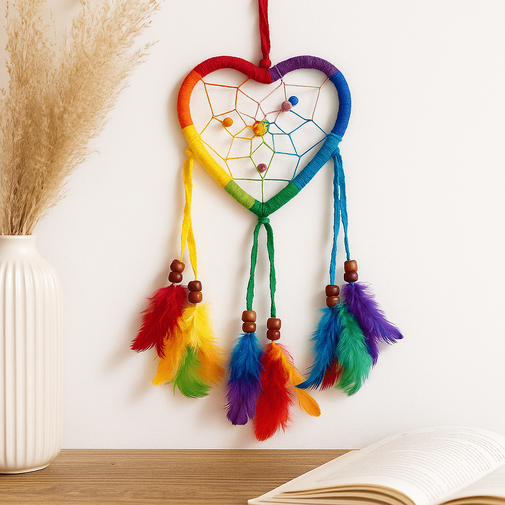 Dream Catcher Small Heart Rainbow - 6 Pack - SHAMTAM.COM
