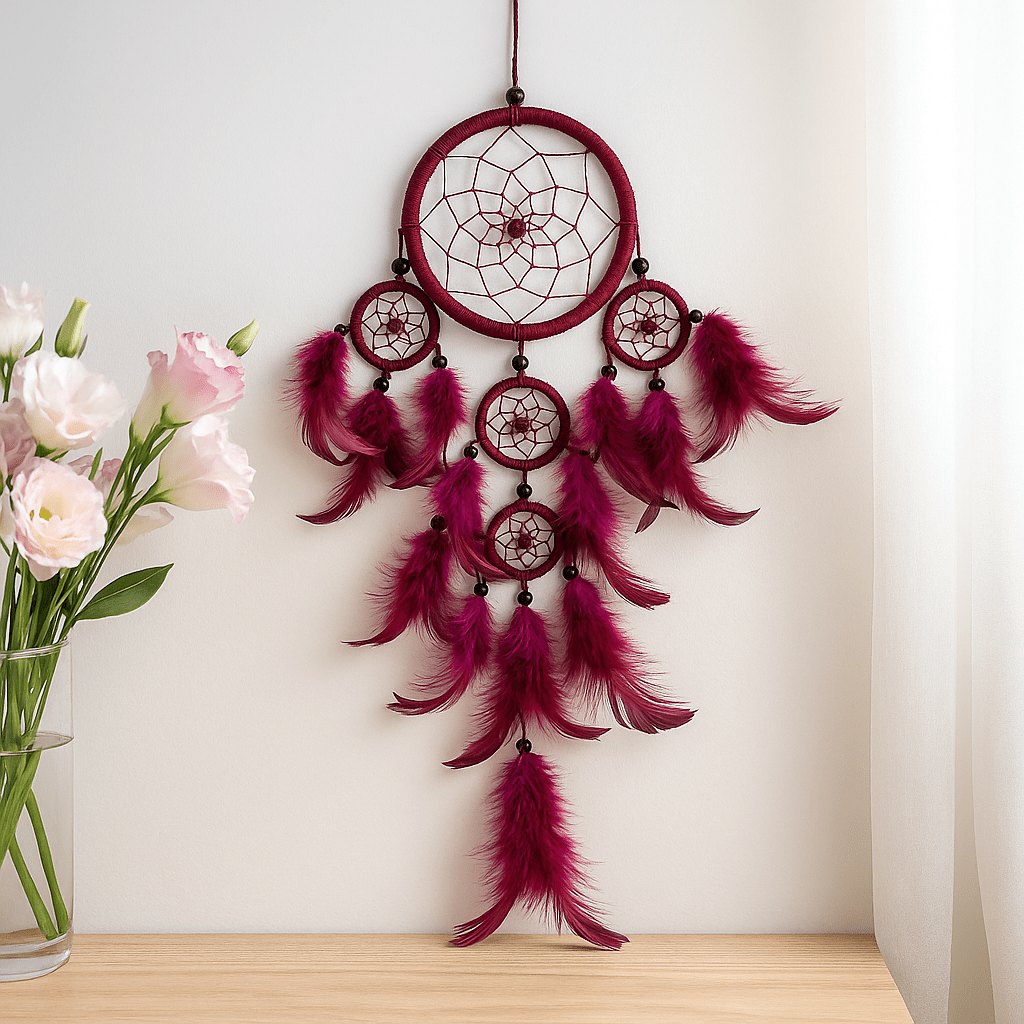 Dream Catchers Medium Black White Red 6 - Pack Bali - SHAMTAM.COM