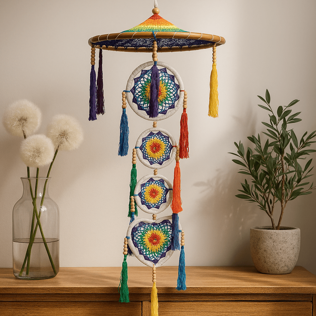Dreamcatcher 120cm Wall Hanging - Vivid Rainbow - SHAMTAM.COM