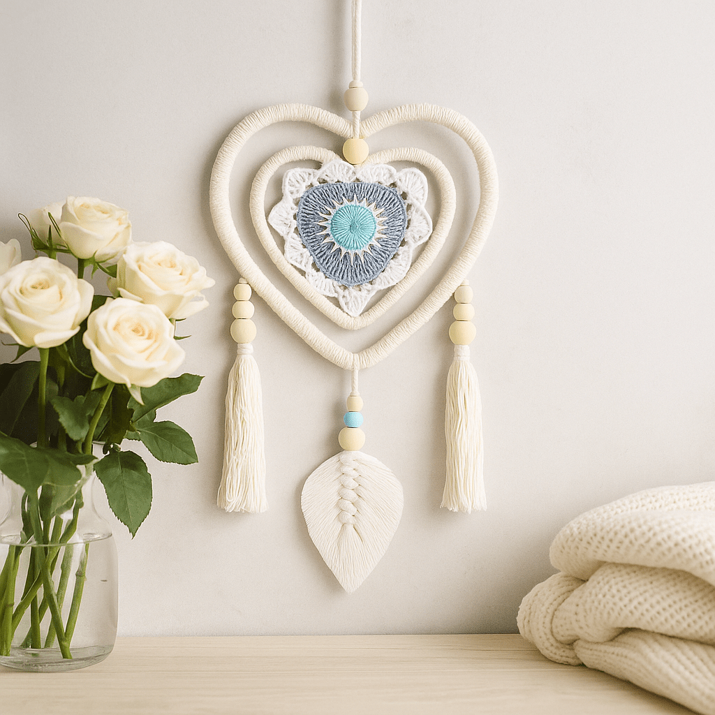 Dreamcatcher Blue Heart Handmade In Bali - SHAMTAM.COM