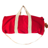 Durable Maroon Duffel Gym Bag with White Handles and Shoulder Strap - Perfect for Travel and Fitness - SHAMTAM.COM