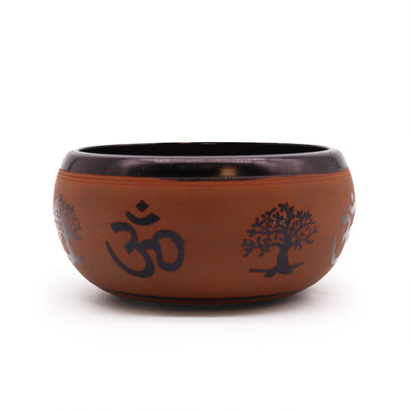 Singing Bowl - Earth Powder Clay Om Buddha - 16cm - SHAMTAM.COM