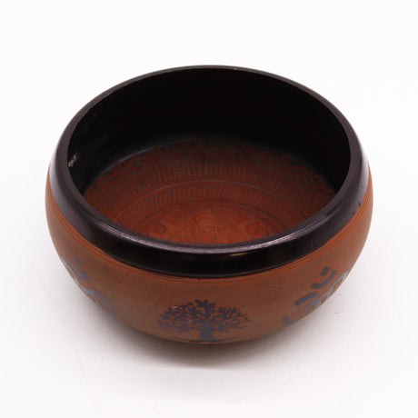 Singing Bowl - Earth Powder Clay Om Buddha - 16cm - SHAMTAM.COM