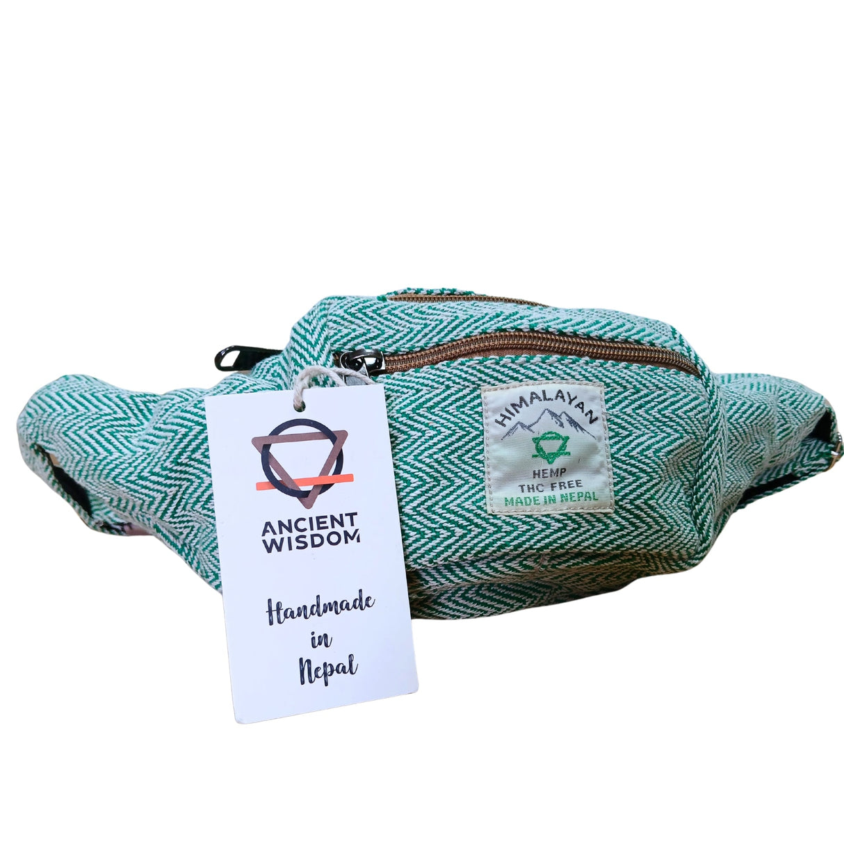 Eco - Friendly Cotton Hemp Fanny Pack - Sage Green, Handmade in Nepal by Himalayan Hemp - SHAMTAM.COM