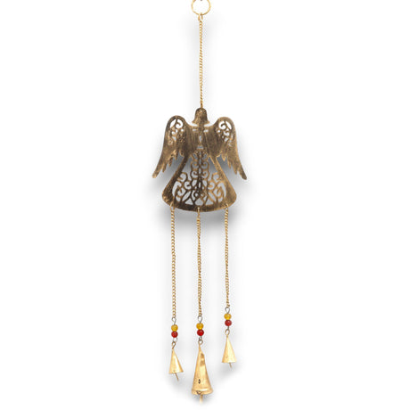 Elegant Angel Wind Chime with 3 Bells - Handcrafted Indian Decor for Tranquil Indoor & Outdoor Spaces - SHAMTAM.COM