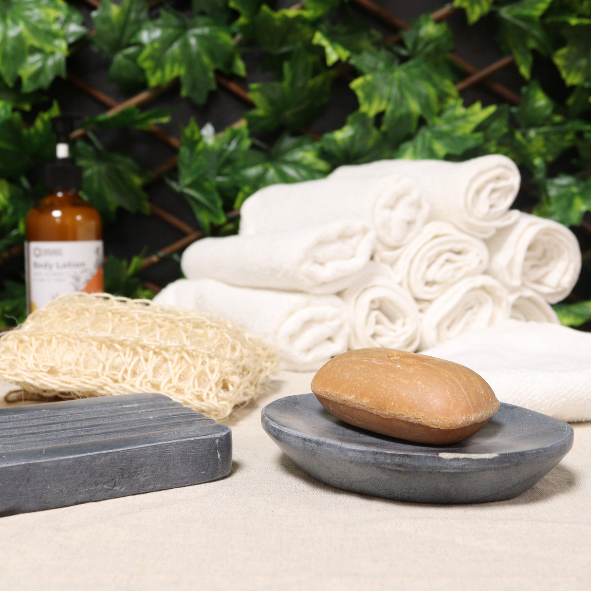 Elegant Grey Soapstone Oval Soap Dish with Drainage Holes - 10x12cm | Timeless Bathroom Décor - SHAMTAM.COM