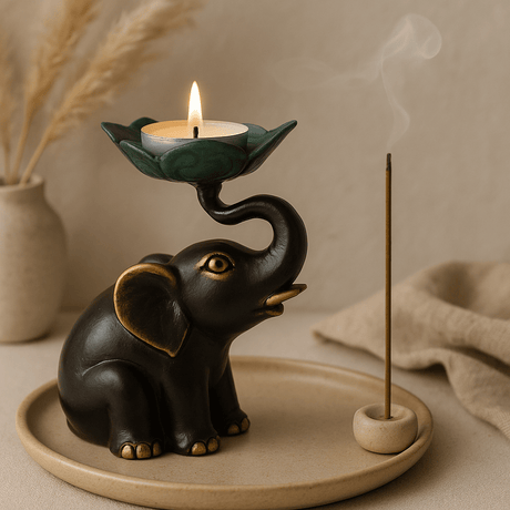 Elephant Candle and Incense Holder, Small - SHAMTAM.COM