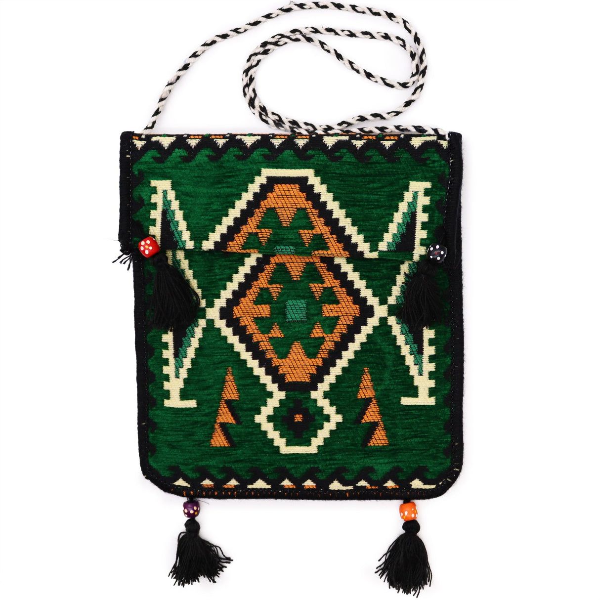 Boho Bag Messenger Emerald Green Kilim - SHAMTAM.COM