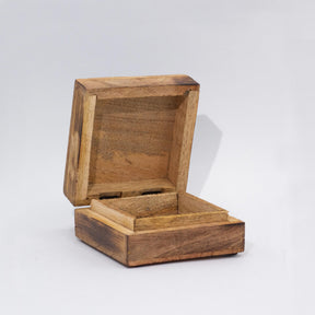 Small Enameled Square Box 10x10x4.2cm - Mushroom Design Teal - SHAMTAM.COM