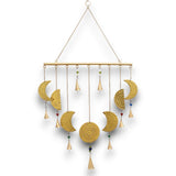 Enchanting Brass Moon Phase Wind Chimes - Handcrafted Indian Celestial Decor for Relaxation & Mindfulness - SHAMTAM.COM