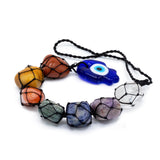 Enchanting Hamsa Chakra Stone Pendant with Evil Eye Charm for Energy Balance and Protection - SHAMTAM.COM