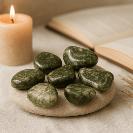 Epidote Snowflake Tumbled Stones - Large African 6 Pieces - SHAMTAM.COM