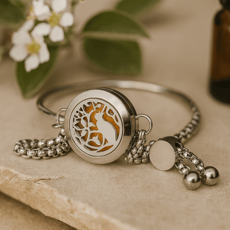 Essential Oil Diffuser Bracelet Cat And Flowers 20mm - SHAMTAM.COM