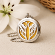 Essential Oil Diffuser Locket Necklace Angel Wings 30mm - SHAMTAM.COM