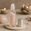 Essential Oil Roller Bottle Rose Quartz Silver Cap - SHAMTAM.COM