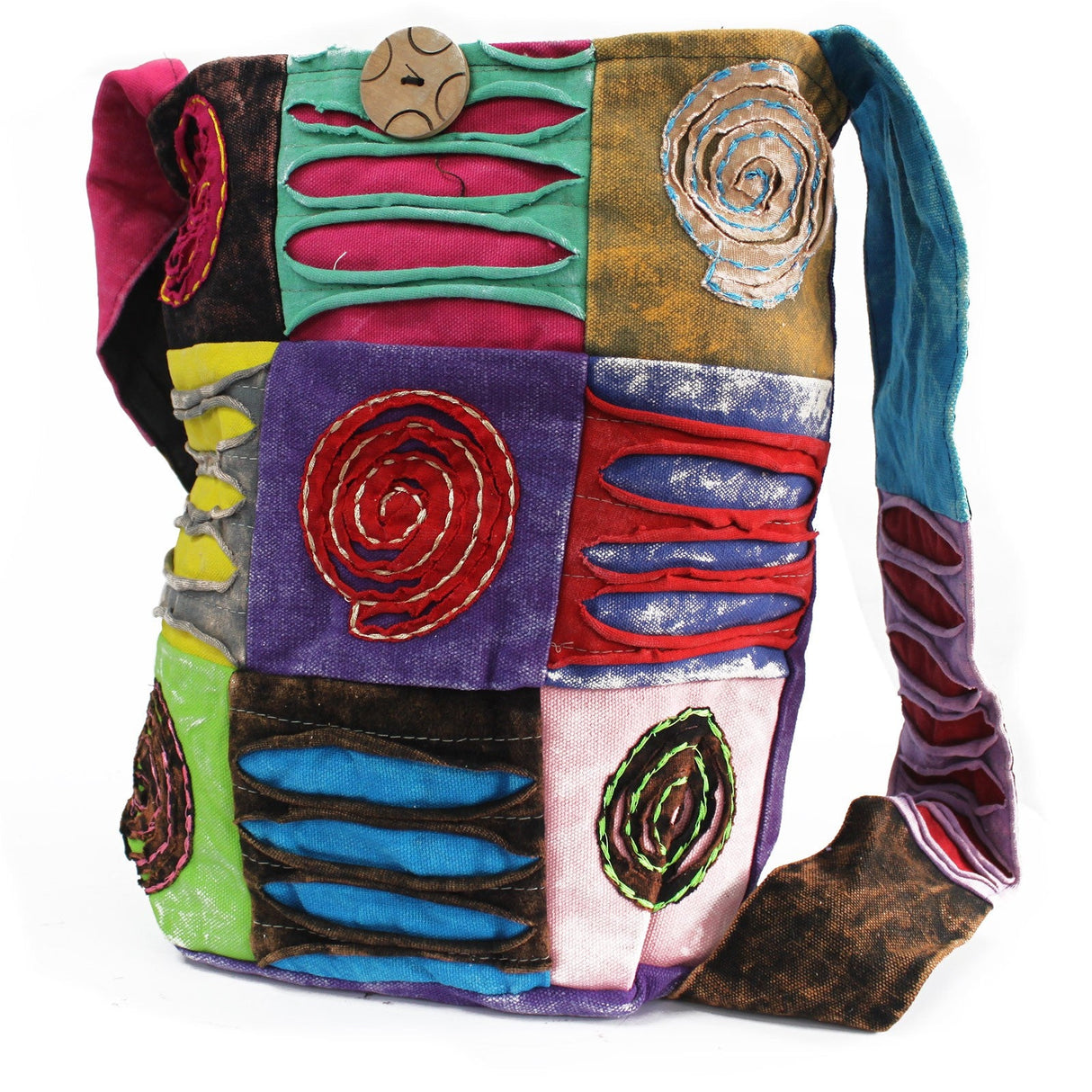 Ethnic Sling Bag - Purple / Spiral - SHAMTAM.COM