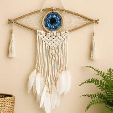 Evil Eye Dream Catcher Macrame Wall Hanging
