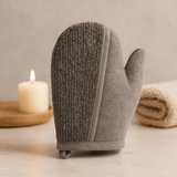 Exfoliating Bath Glove Bamboo Linen Charcoal - SHAMTAM.COM