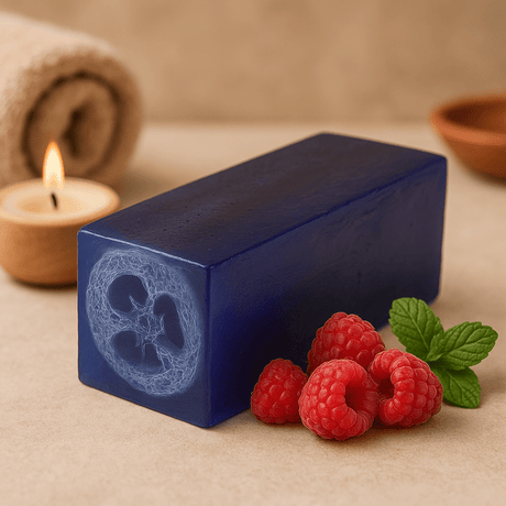 Exfoliating Loofah Soap Bar Raspberry 115g - SHAMTAM.COM