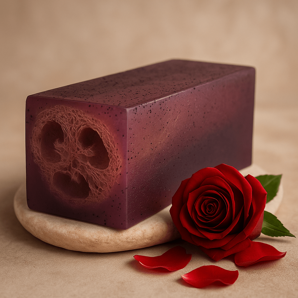 Exfoliating Loofah Soap Bar Rose 115g - SHAMTAM.COM