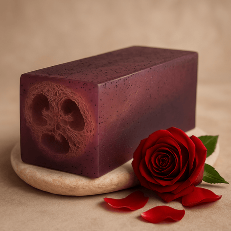 Exfoliating Loofah Soap Bar Rose 115g - SHAMTAM.COM