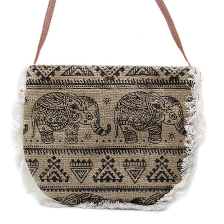 Fab Fringe Bag - Elephant Print - SHAMTAM.COM