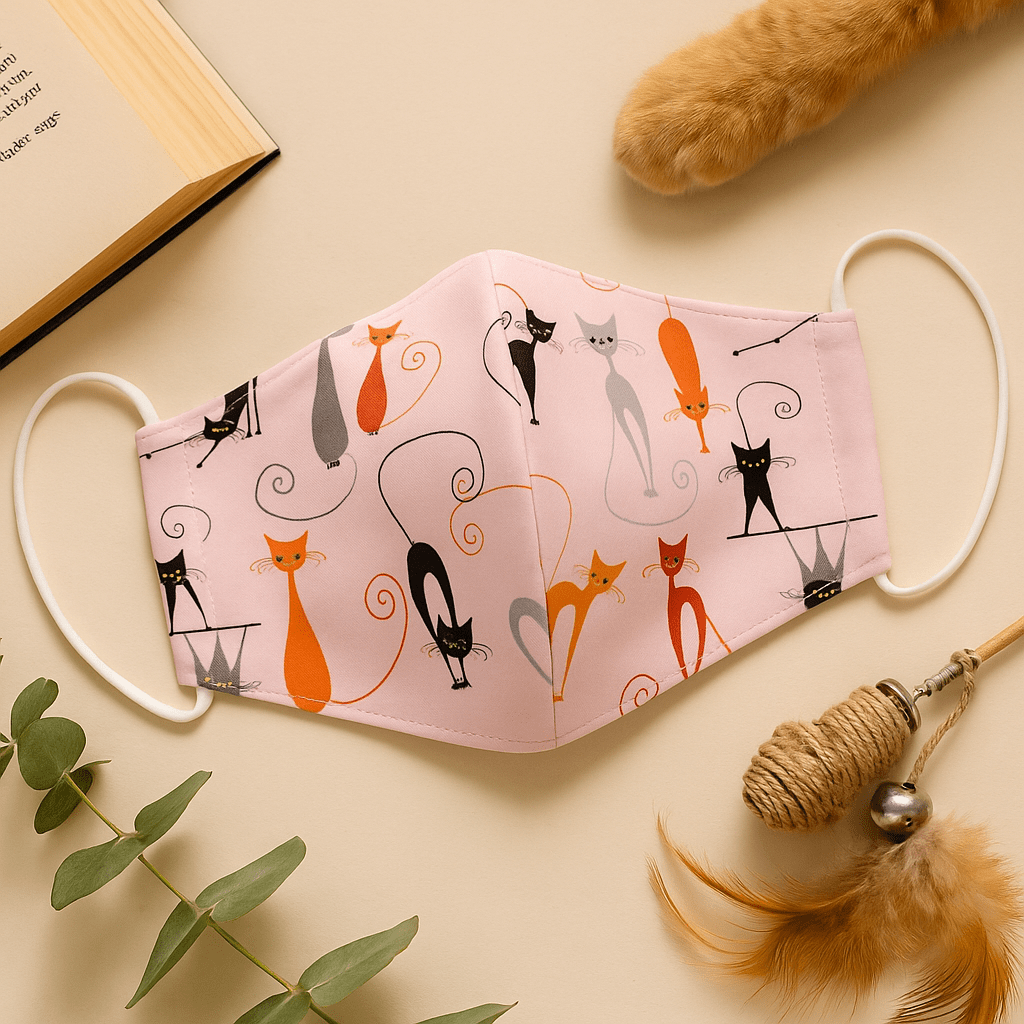 Face Mask Adult Pink Cats With Filter - SHAMTAM.COM