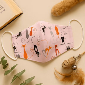 Face Mask Adult Pink Cats With Filter - SHAMTAM.COM