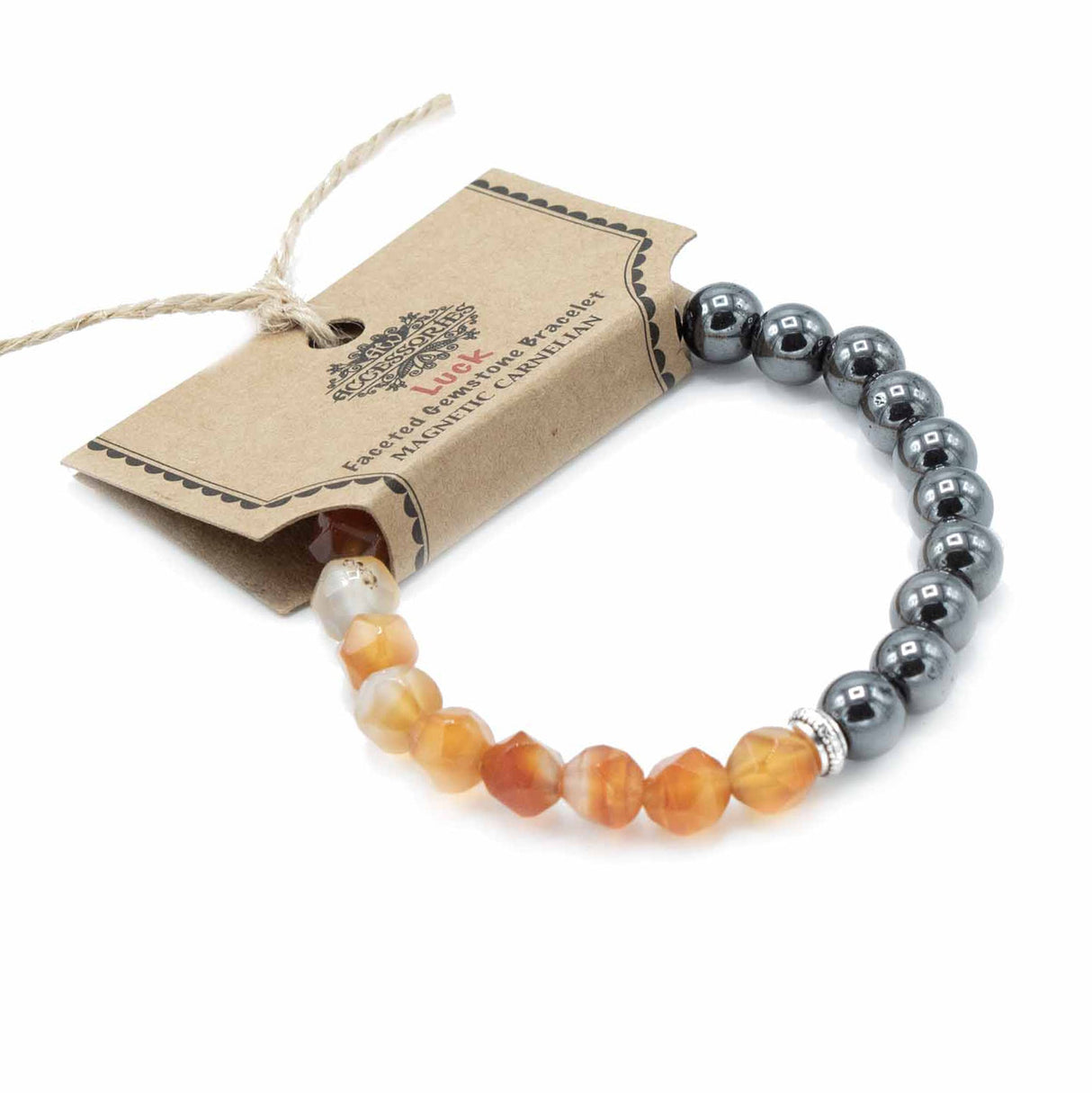 Carnelian Bracelet Faceted Magnetic Gemstone - SHAMTAM.COM