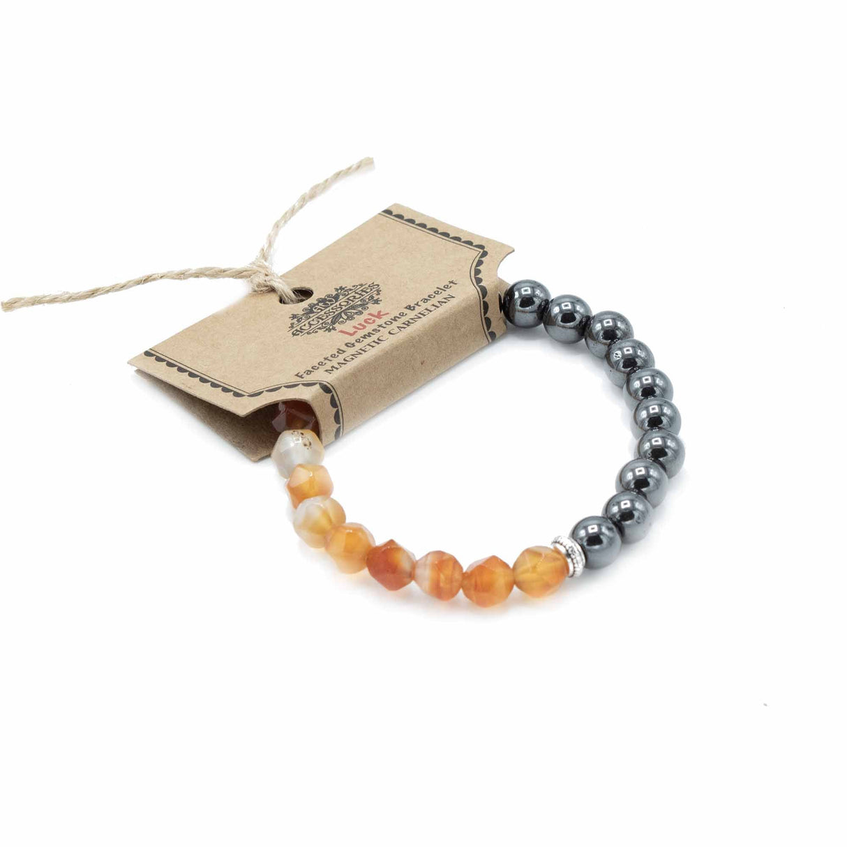 Carnelian Bracelet Faceted Magnetic Gemstone - SHAMTAM.COM