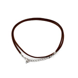 Dark brown faux leather pendant cord with metal clasp and adjustable chain, 2.5mm thick and 55cm long for jewelry making