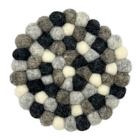 Felt Ball Round Coasters - Multi Grey colour (set of 4) - SHAMTAM.COM