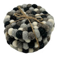 Felt Ball Round Coasters - Multi Grey colour (set of 4) - SHAMTAM.COM