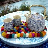 Felt Ball Oval Centre Mat - Multi Colour - SHAMTAM.COM