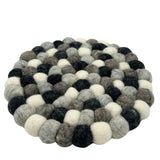 Felt Ball Round Placemat - Multi Grey Colour - SHAMTAM.COM
