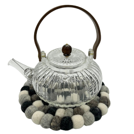 Felt Ball Round Placemat - Multi Grey Colour - SHAMTAM.COM