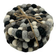 Felt Ball Round Coasters - Multi Grey colour (set of 4) - SHAMTAM.COM