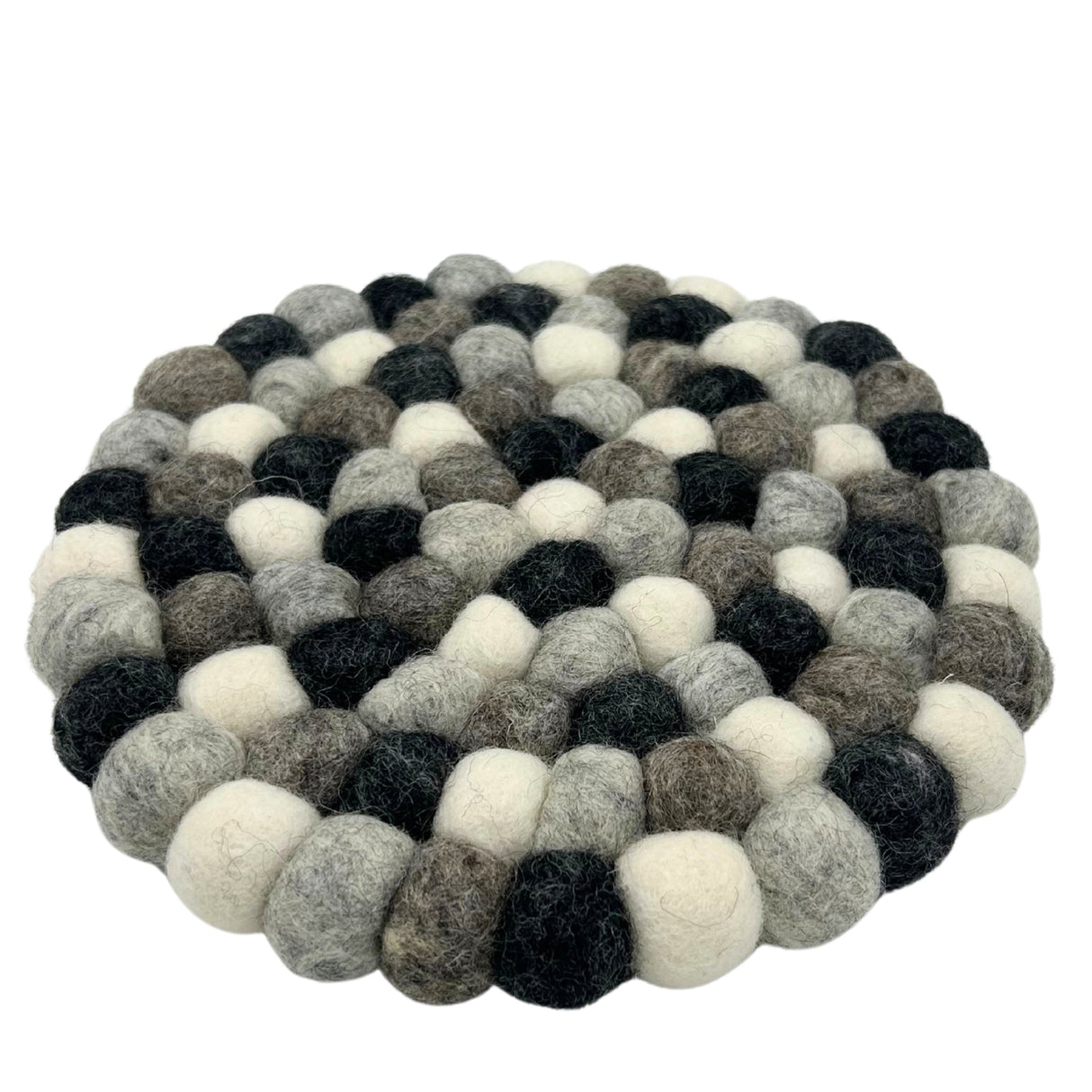 Felt Ball Round Placemat - Multi Grey Colour - SHAMTAM.COM