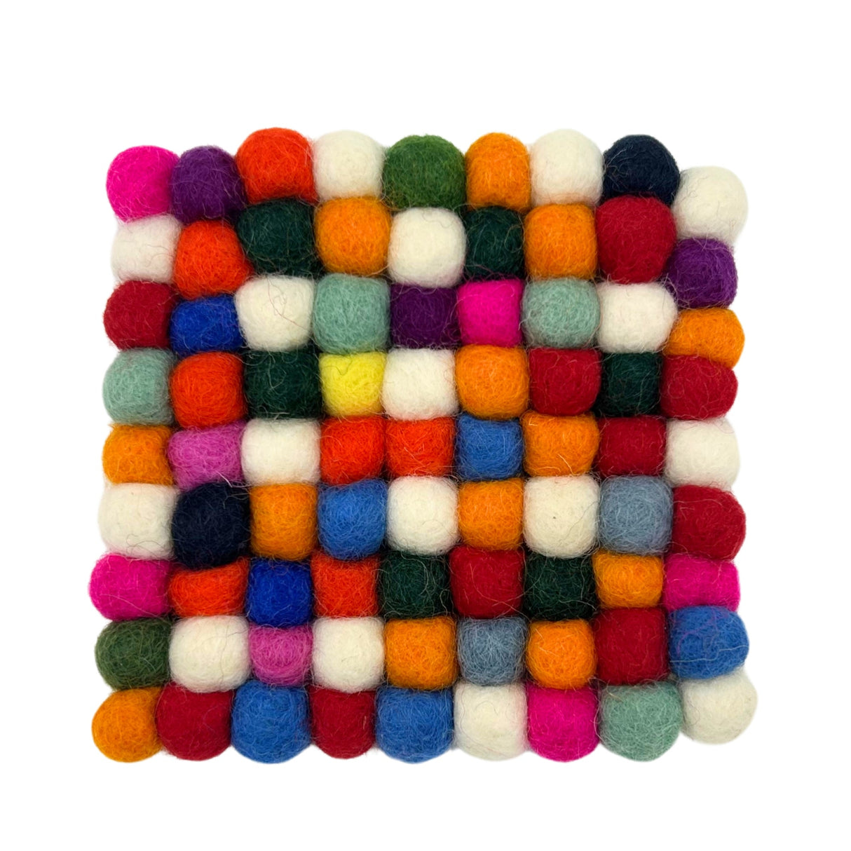 Felt Ball Square Coasters - Multi Grey colour (set of 4) - SHAMTAM.COM